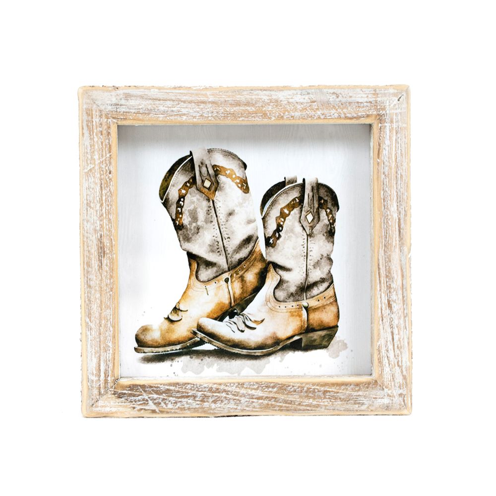 5" Reversible Wood Frame Sign - Hat/Boots | Giddy Up Collection