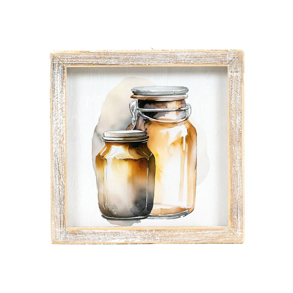7" Reversible Wood Frame Sign - Jars/Horseshoe | Multicolor | Giddy Up Collection