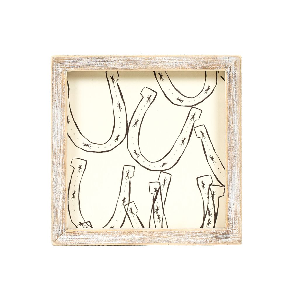 7" Reversible Wood Frame Sign - Jars/Horseshoe | Multicolor | Giddy Up Collection