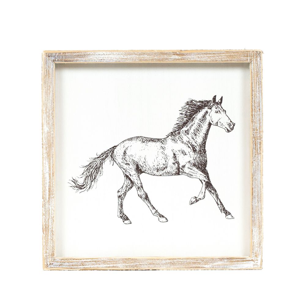 10" Reversible Wood Frame Sign - Horse | Multicolor | Giddy Up Collection