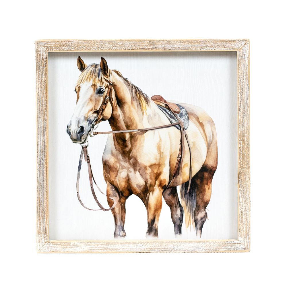 10" Reversible Wood Frame Sign - Horse | Multicolor | Giddy Up Collection