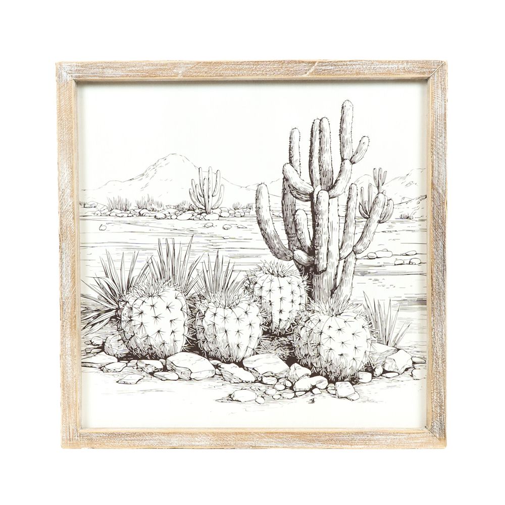 17" Reversible Wood Frame Sign - Cowboy Hat/Cactus | Multicolor | Giddy Up Collection