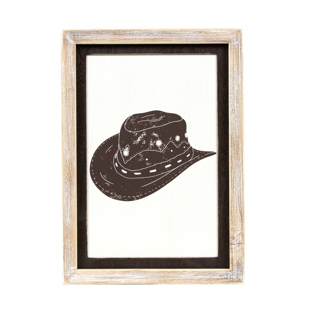 10" x 14" Reversible Wood Frame Sign - Cowboy/Hat | Multicolor | Giddy Up Collection