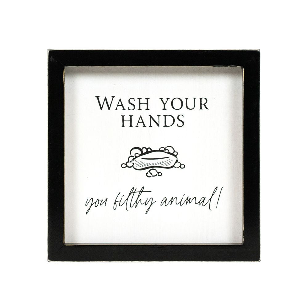 7" Reversible Wood Frame Sign - Roll/Filthy Animal | Washroom Collection