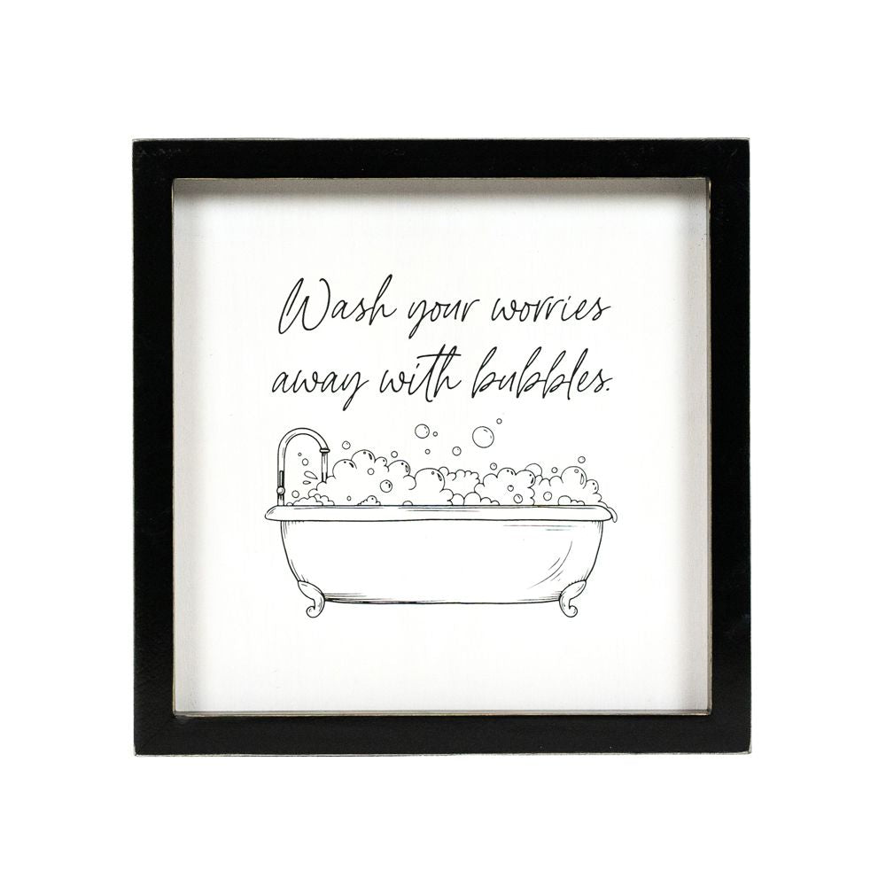 9" Reversible Wood Frame Sign - Bubbles/Seat | Washroom Collection