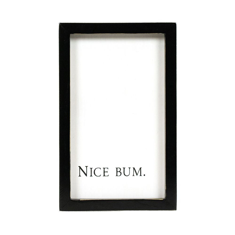 6" x 9" Reversible Wood Frame Sign - Nice Bum/Poop | Washroom Collection