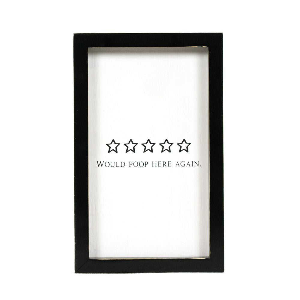 6" x 9" Reversible Wood Frame Sign - Nice Bum/Poop | Washroom Collection