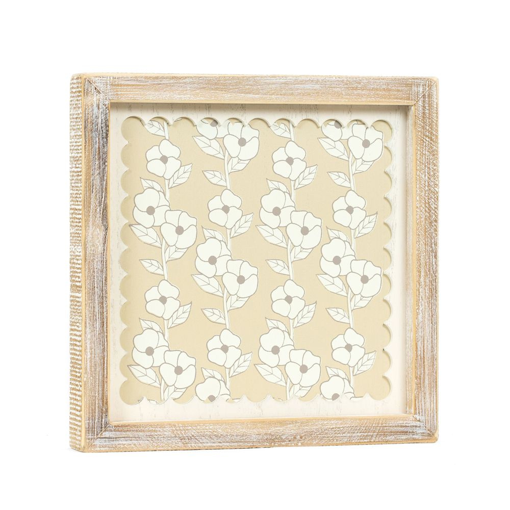 10" Reversible Wood Frame Sign - Flower | Multicolor | Scallop Collection