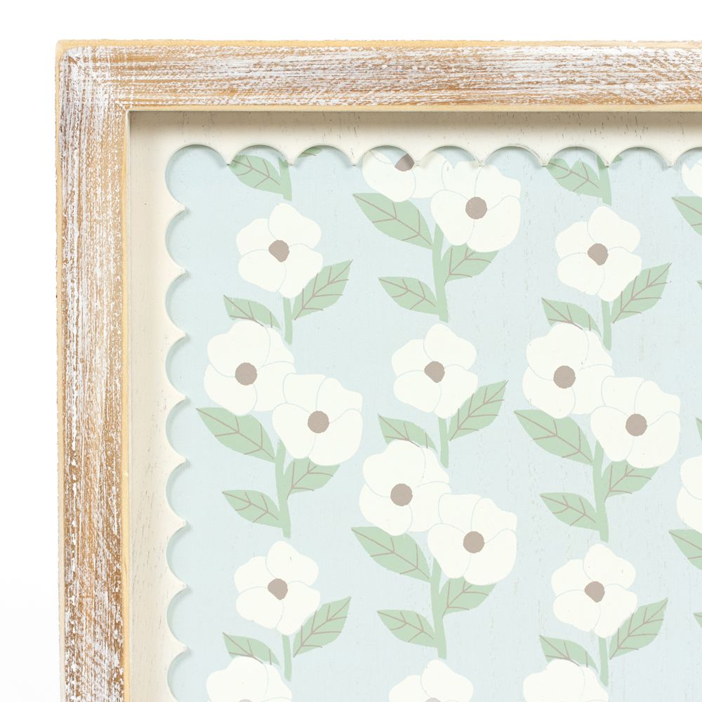 10" Reversible Wood Frame Sign - Flower | Multicolor | Scallop Collection