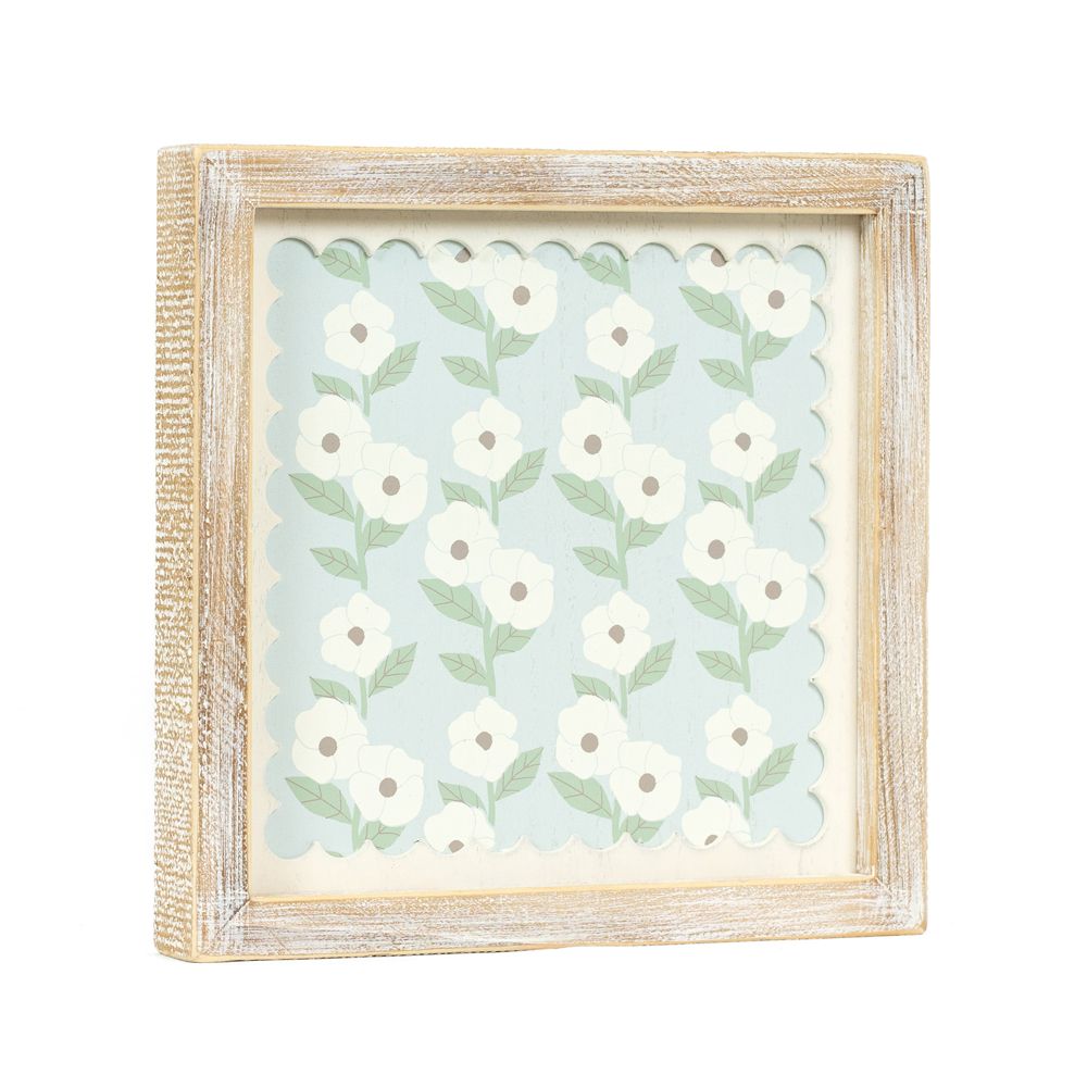 10" Reversible Wood Frame Sign - Flower | Multicolor | Scallop Collection