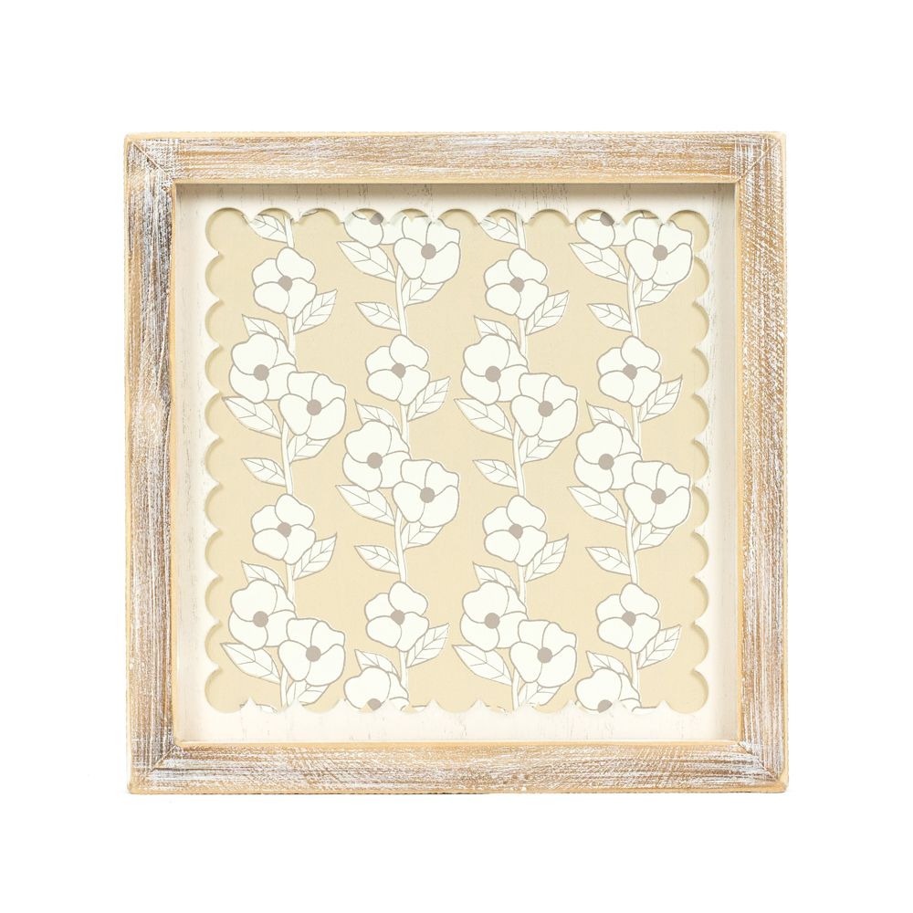 10" Reversible Wood Frame Sign - Flower | Multicolor | Scallop Collection