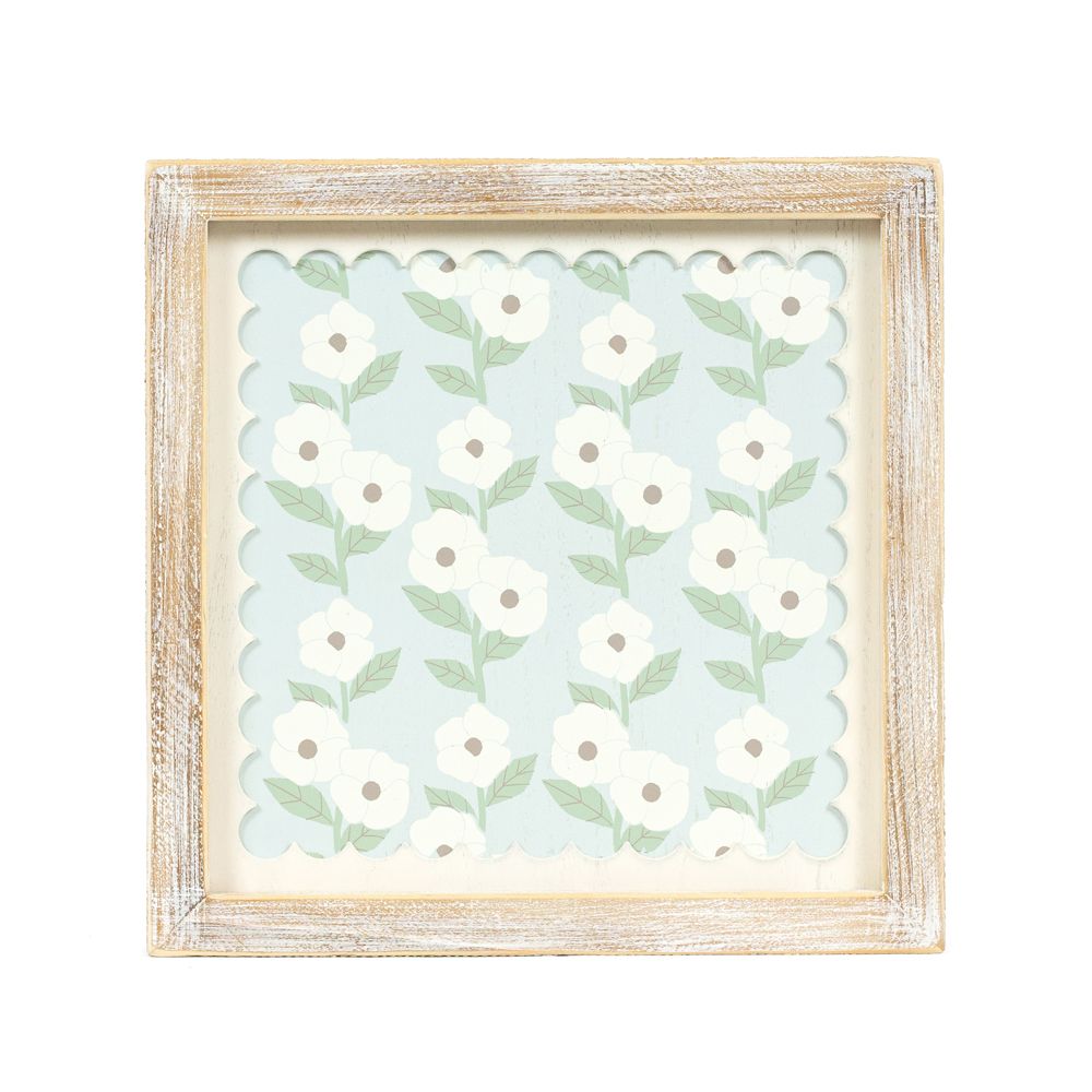 10" Reversible Wood Frame Sign - Flower | Multicolor | Scallop Collection