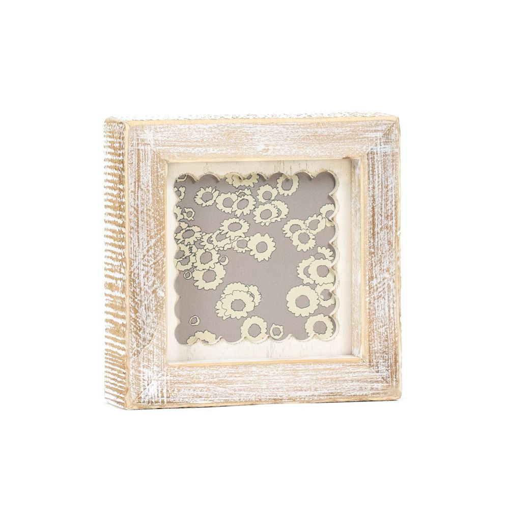 5" Reversible Wood Frame Sign - Flower | Scallop Collection