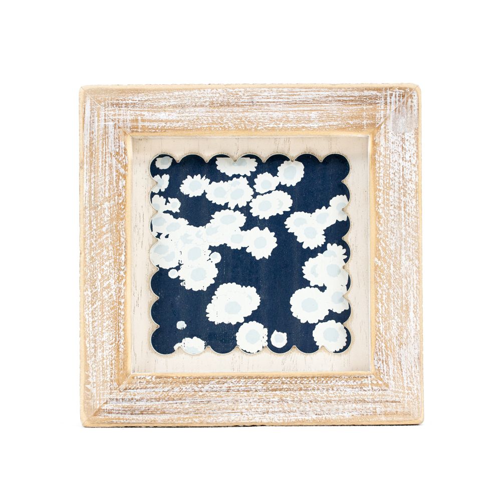 5" Reversible Wood Frame Sign - Flower | Scallop Collection