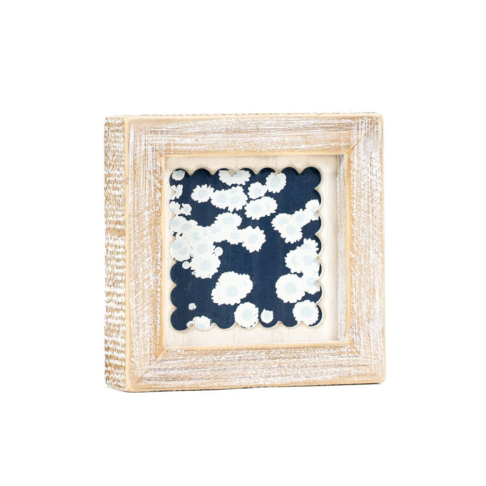 5" Reversible Wood Frame Sign - Flower | Scallop Collection