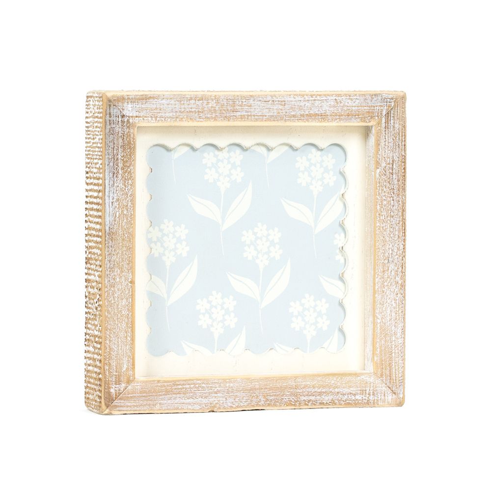 7" Reversible Wood Frame Sign - Flower | Multicolor | Scallop Collection
