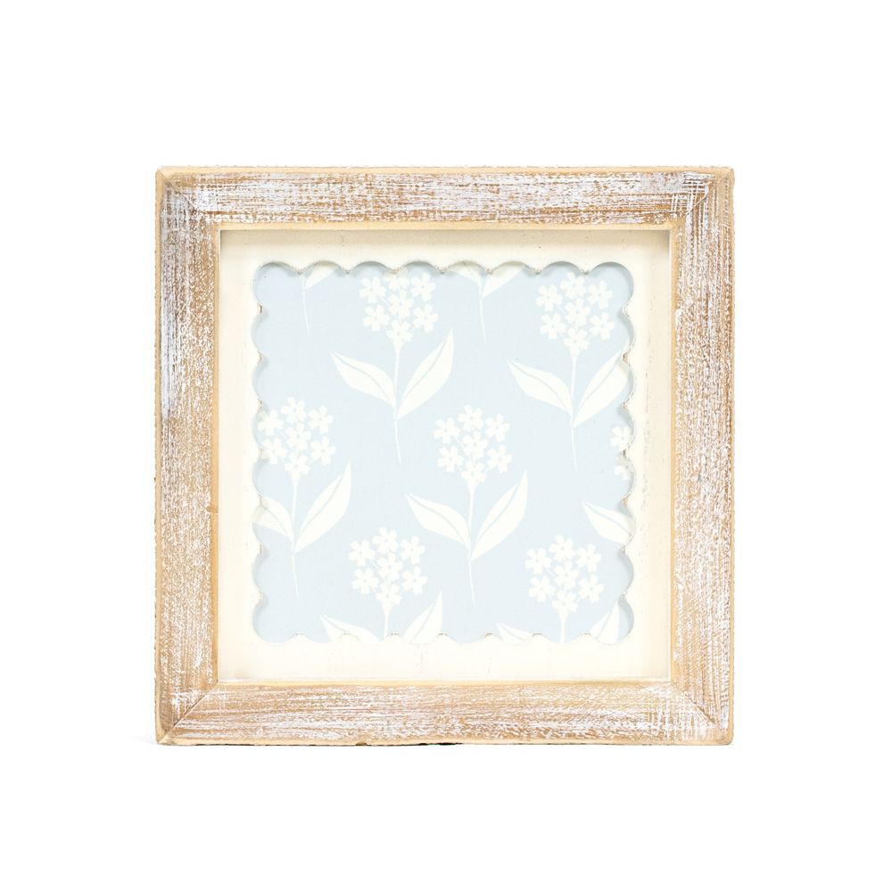 7" Reversible Wood Frame Sign - Flower | Multicolor | Scallop Collection