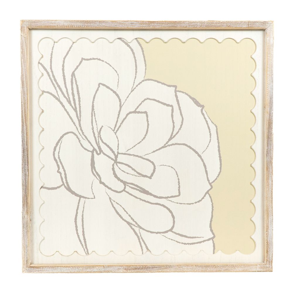 24" Reversible Wood Frame Sign - Succulent | Multicolor | Scallop Collection