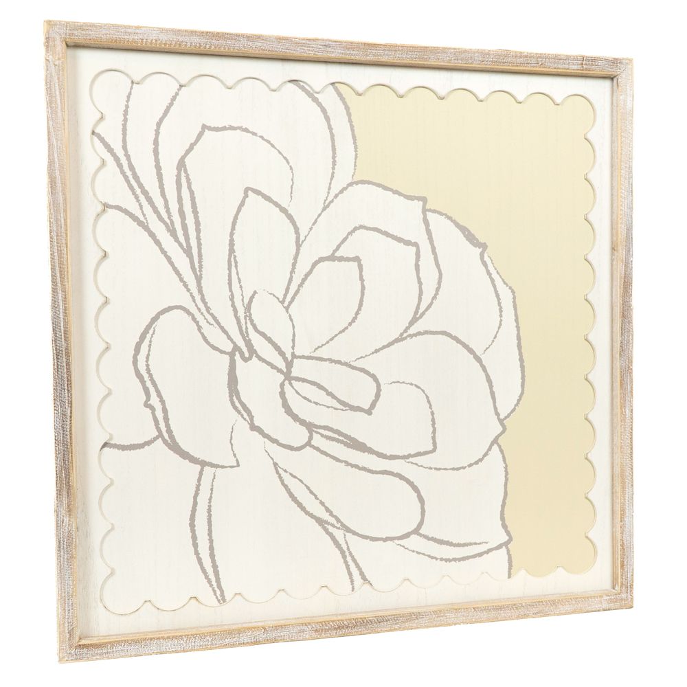 24" Reversible Wood Frame Sign - Succulent | Multicolor | Scallop Collection