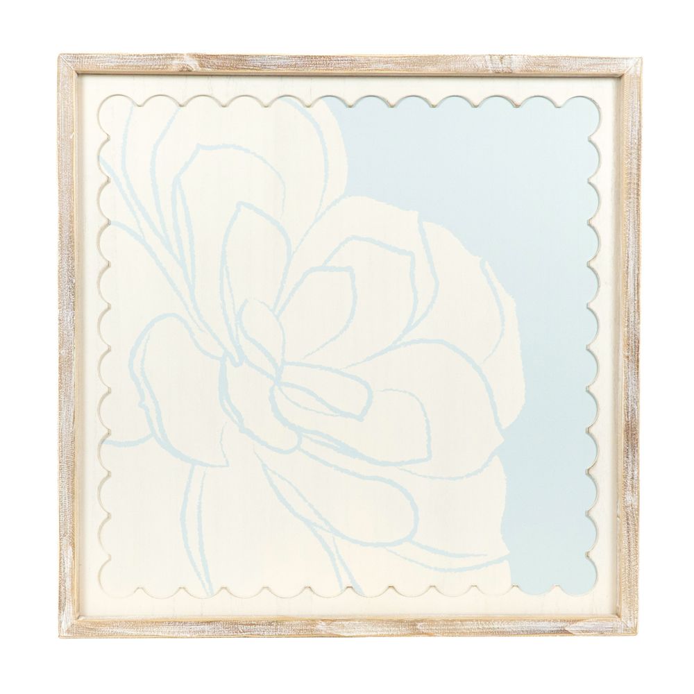 24" Reversible Wood Frame Sign - Succulent | Multicolor | Scallop Collection