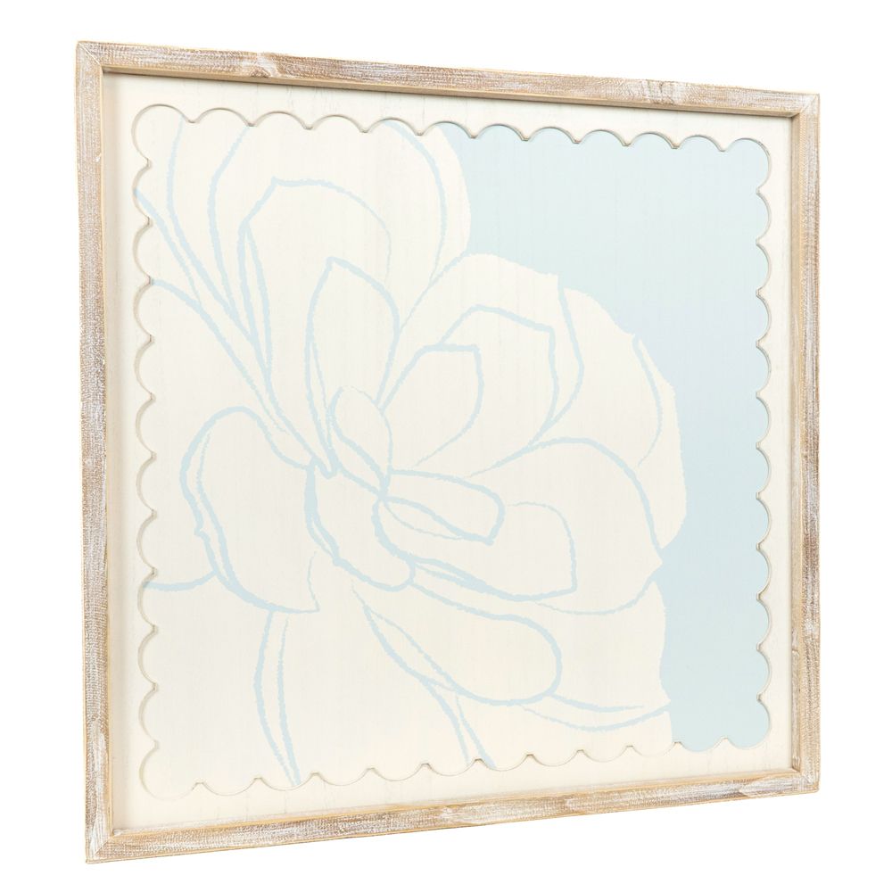 24" Reversible Wood Frame Sign - Succulent | Multicolor | Scallop Collection