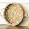 12" Round Wood Tray - Lemon | Multicolor