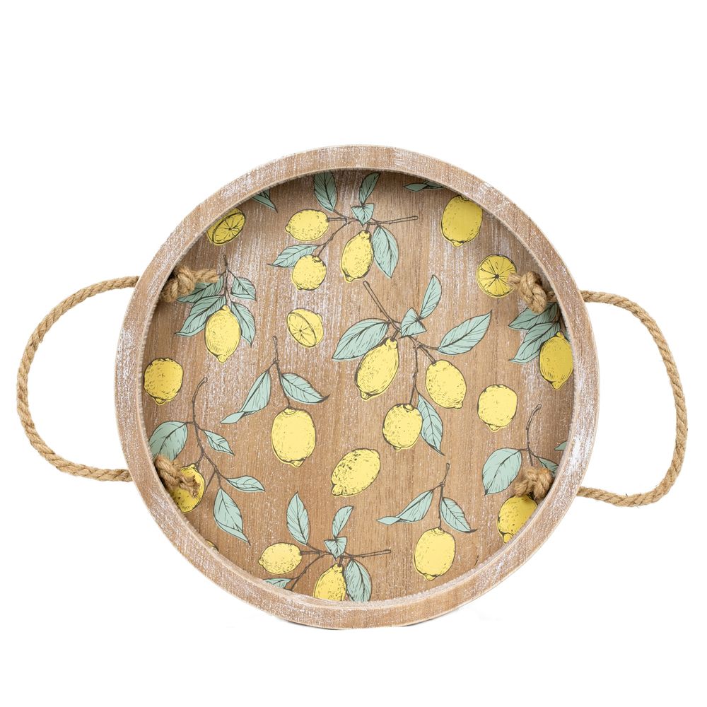 12x12x1.5 round wood tray (LEMONS)