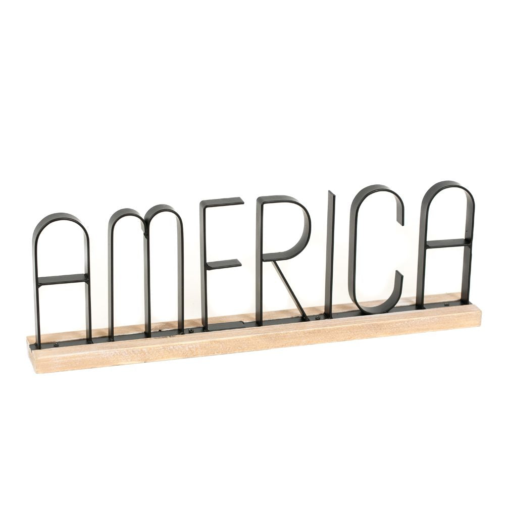 16" Wood Table Sitter - America | Black and Natural