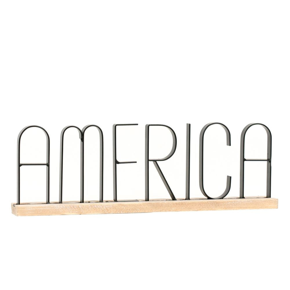 16" Wood Table Sitter - America | Black and Natural