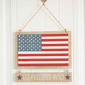 12" x 10" Reversible Hanging Wood Sign - Let Freedom Ring and Hello Summer | Multicolor