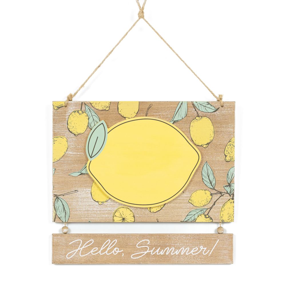 12" x 10" Reversible Hanging Wood Sign - Let Freedom Ring and Hello Summer | Multicolor
