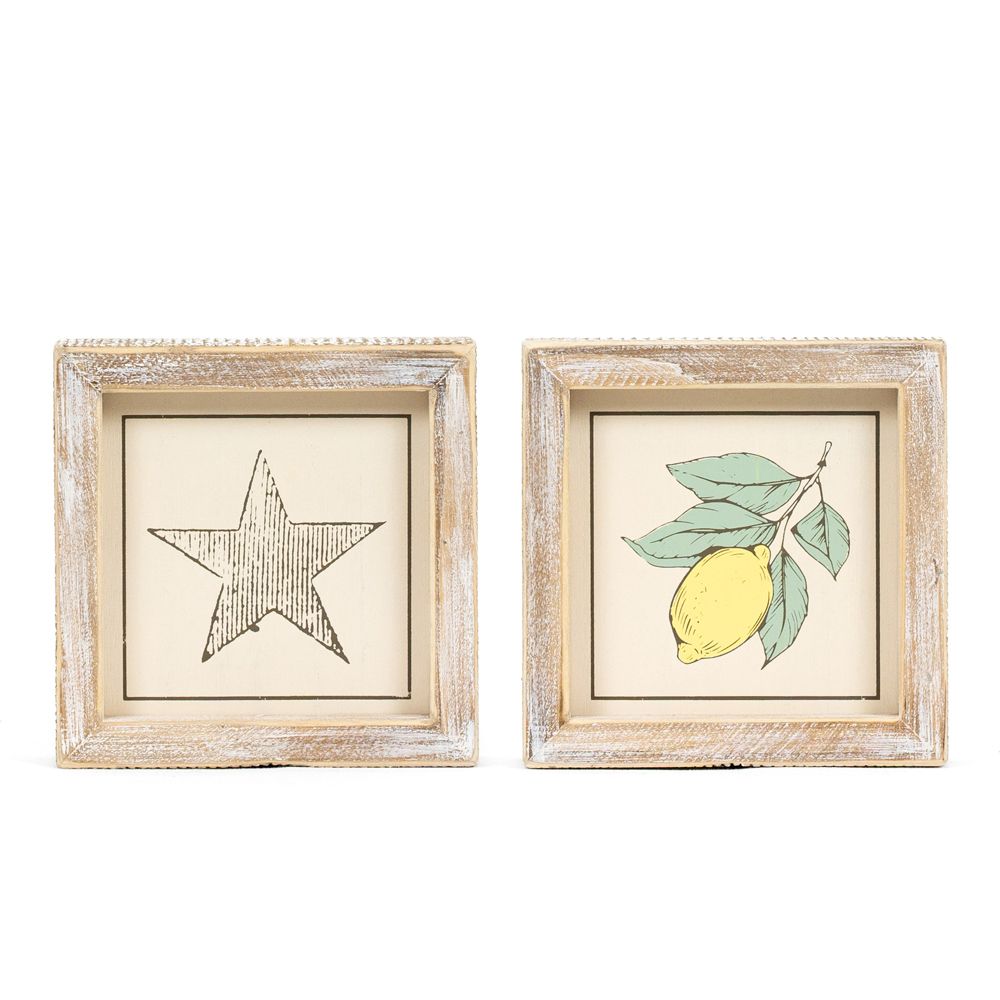 5x5x1.5 rvs wood frame sign (STAR/LEMON)