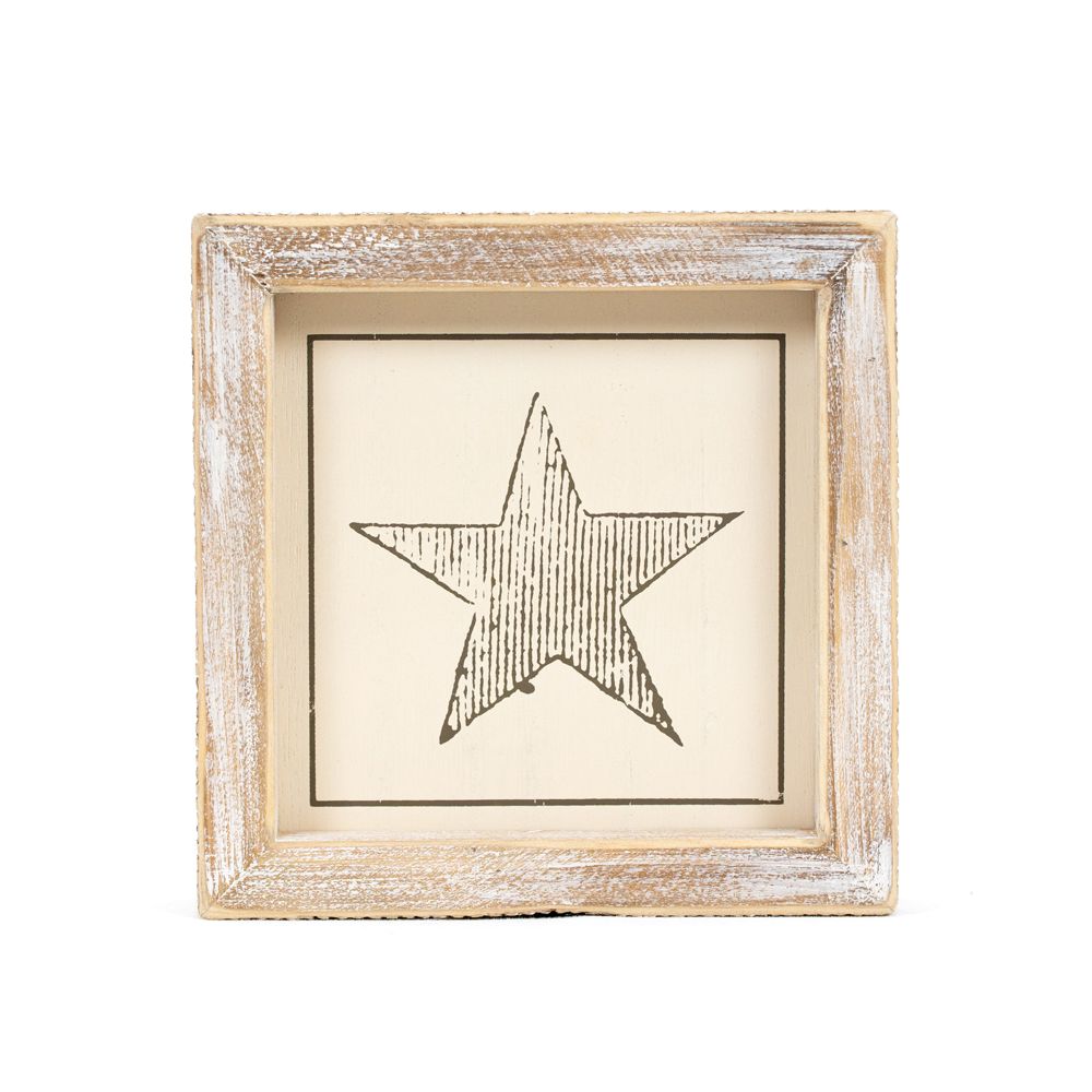 5" Reversible Wood Frame Sign - Star/Lemon | American Summer Collection