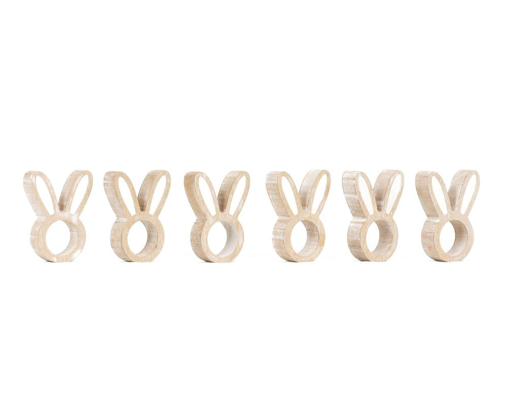 5" Wood Napkin Rings - Bunny (Set of 6) | Bunnies and Blooms Collection