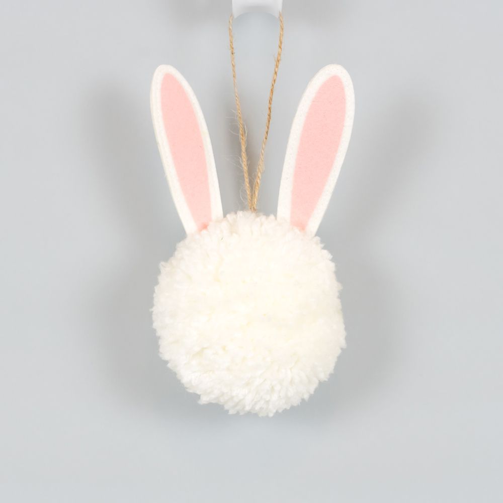 Pom Pom Ornament Set - Bunny & Chick | Multicolor | Bunnies & Blooms Collection (Set of 2) | 2" and 4"