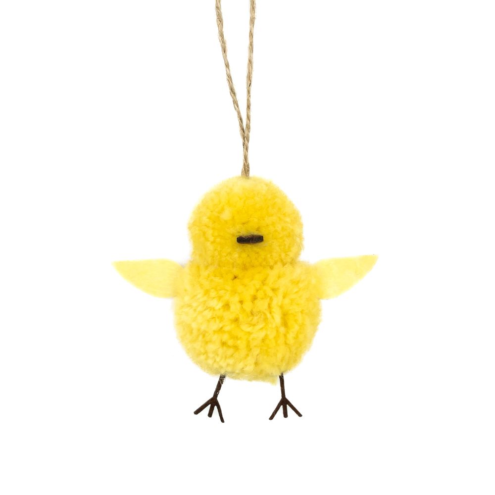 Pom Pom Ornament Set - Bunny & Chick | Multicolor | Bunnies & Blooms Collection (Set of 2) | 2" and 4"