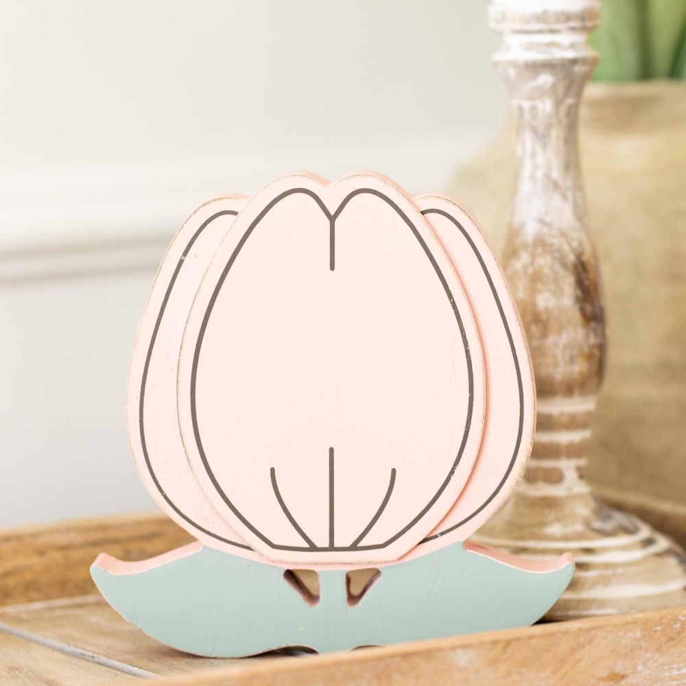 6" Reversible Chunky Wood Shape - Tulip | Bunnies and Blooms Collection