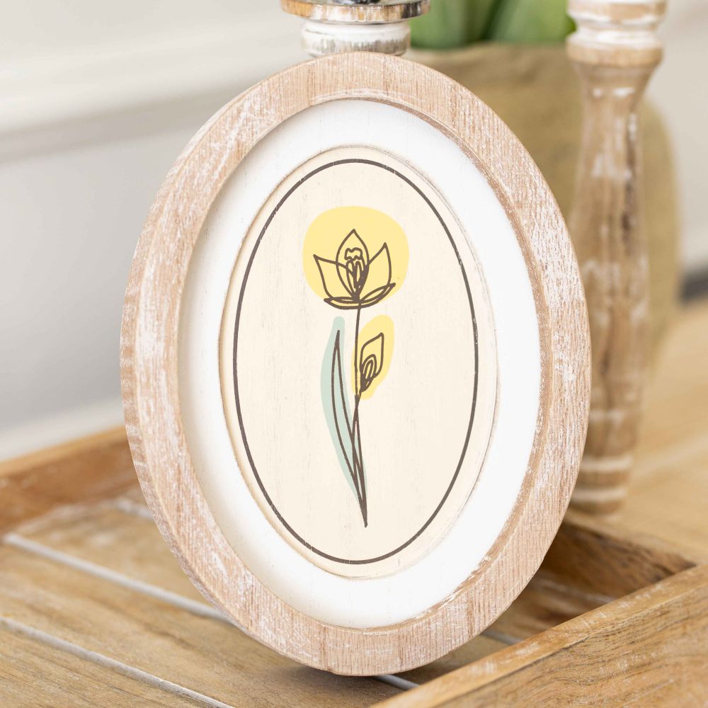 6" x 8" Oval Wood Frame Sign - Daffodil | Multicolor | Bunnies and Blooms Collection