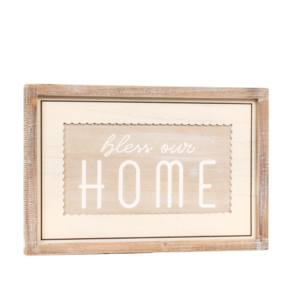 18" x 12" Reversible Wood Frame Sign - Love Blooms Here/Bless Our Home | Multicolor | Bunnies and Blooms Collection