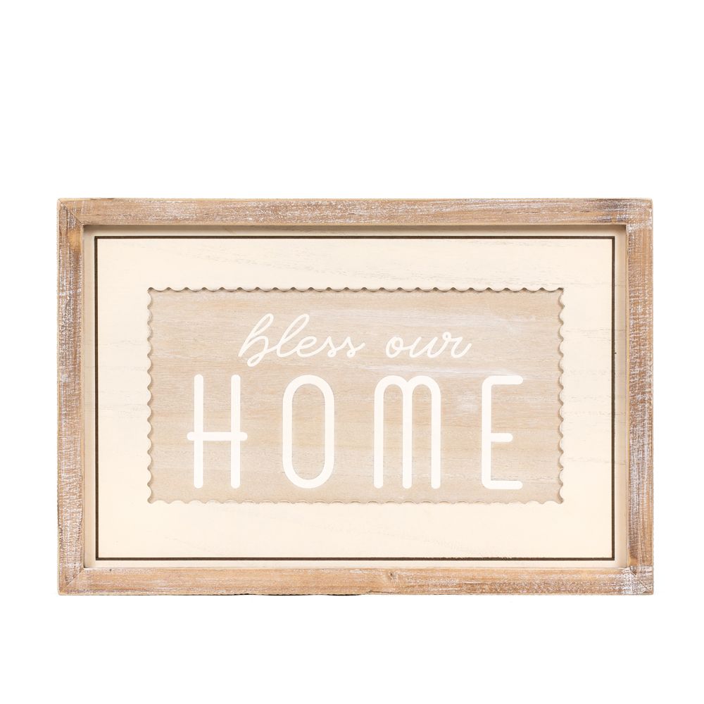 18" x 12" Reversible Wood Frame Sign - Love Blooms Here/Bless Our Home | Multicolor | Bunnies and Blooms Collection