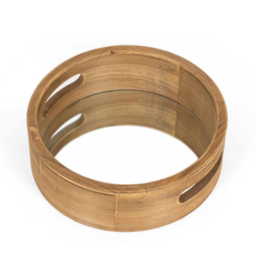 10" Round Wood Mirror Tray - Natural | Neutral Mod Collection