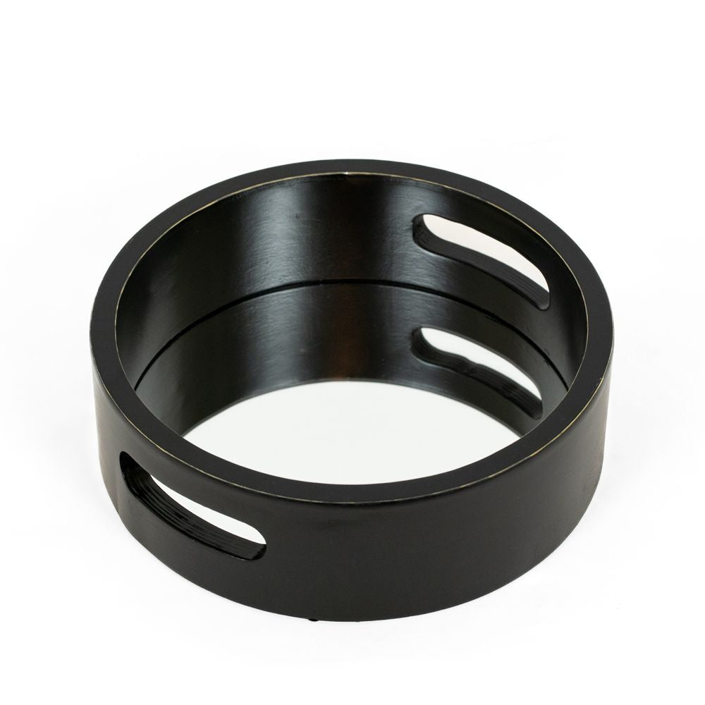 10" Round Wood Mirror Tray - Black | Neutral Mod Collection