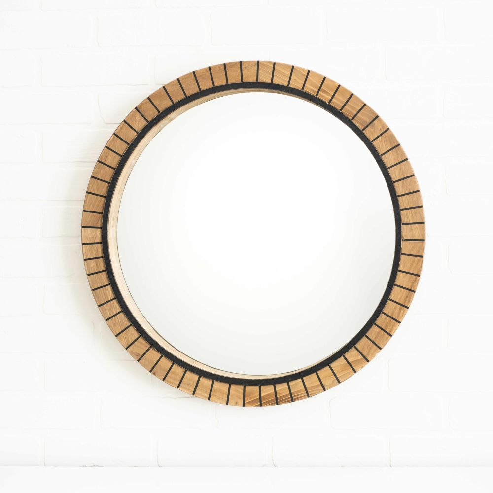 24x24x2 round wood mirror, ntrl/bk