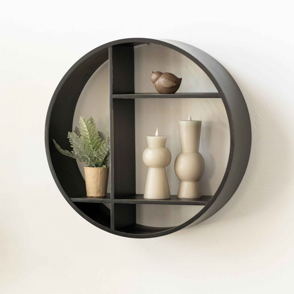 24" Round Wood Shelf - Black | Neutral Mod Collection