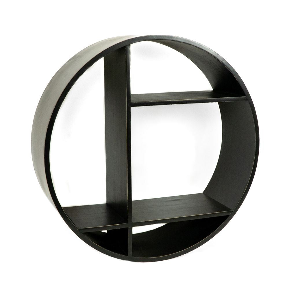 24" Round Wood Shelf - Black | Neutral Mod Collection
