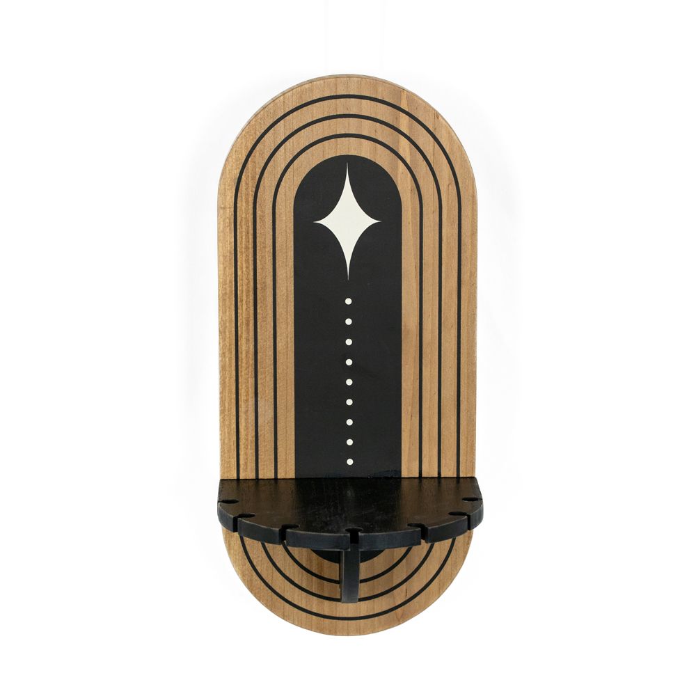 Wood Sconce Shelf - Natural and Black | Neutral Mod Collection
