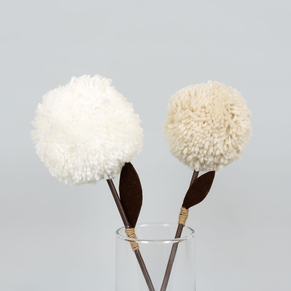 12" Pom Pom Flower Stems - Neutral Mod Collection (Set of 2)