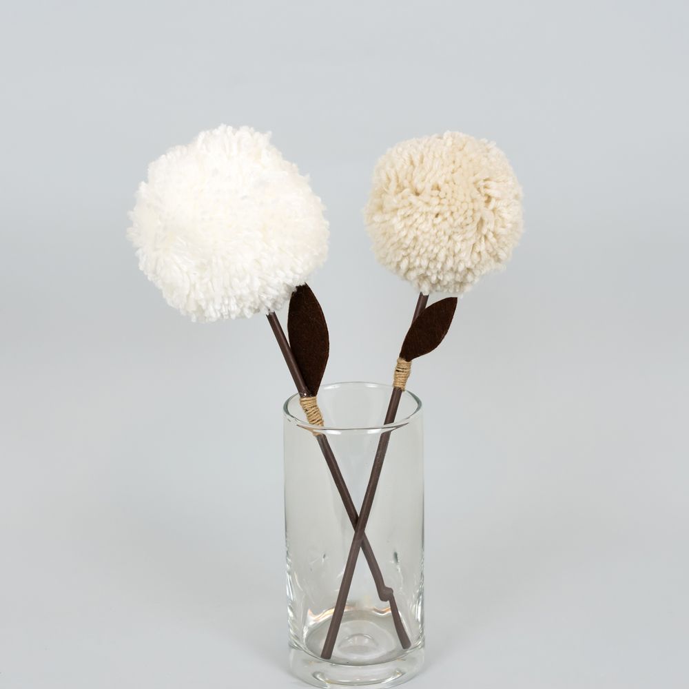 12" Pom Pom Flower Stems - Neutral Mod Collection (Set of 2)