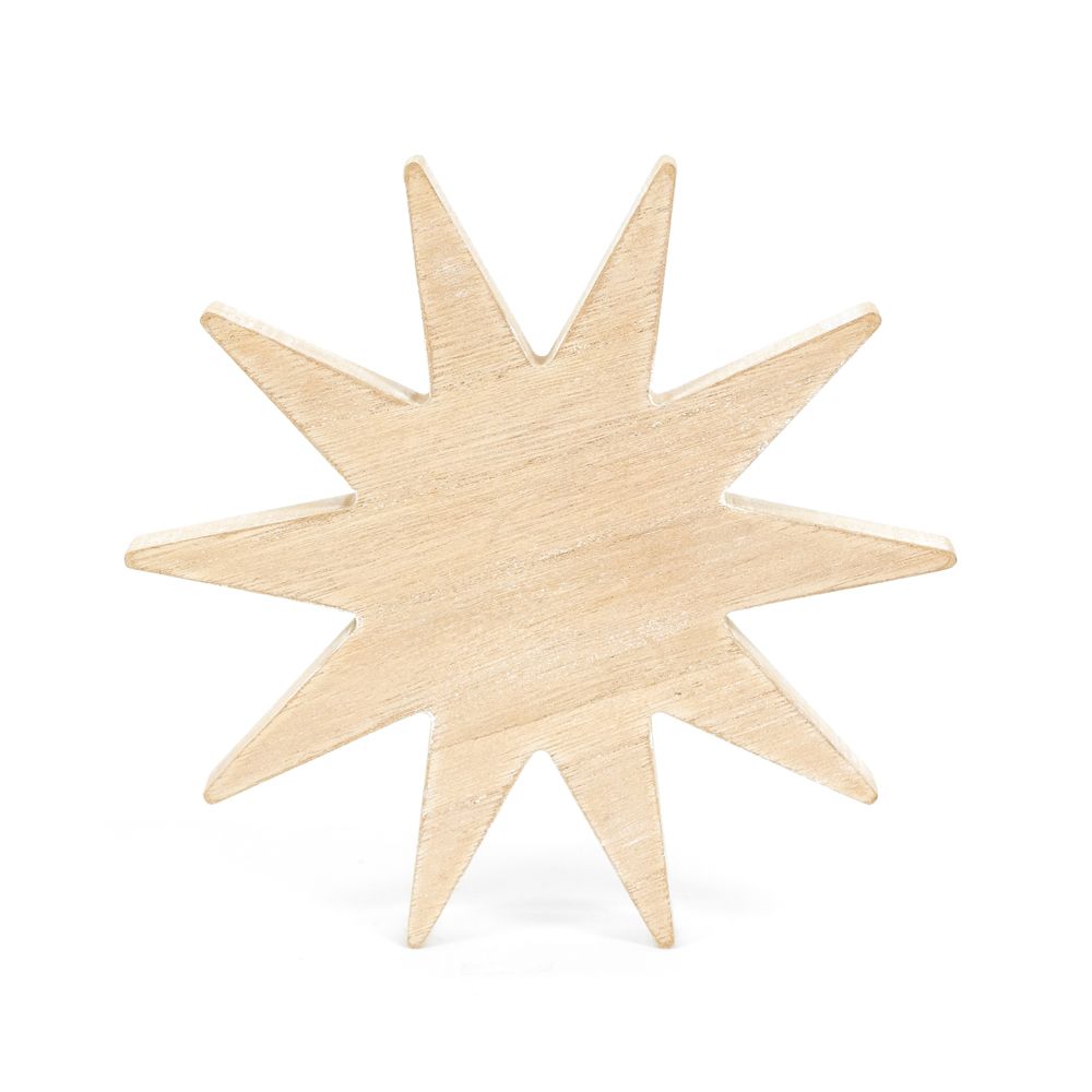 7" Wood Chunky Shape - Sunburst | Natural & White