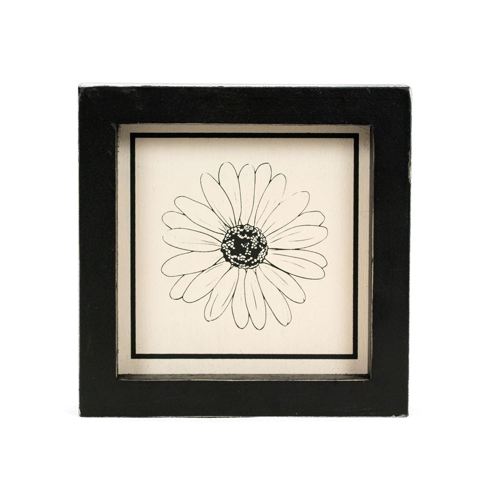 5" Reversible Wood Frame Sign - Flower/Happy Place | Neutral Mod Collection